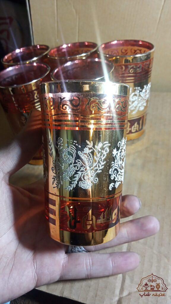 لیوان طلاکوب قدیمی قدمت دار کره ایی دوره ی پهلوی
